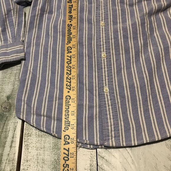 Polo Ralph Lauren Boy's size 7 button down Striped Shirt Blue Long Sleeve - Picture 7 of 11